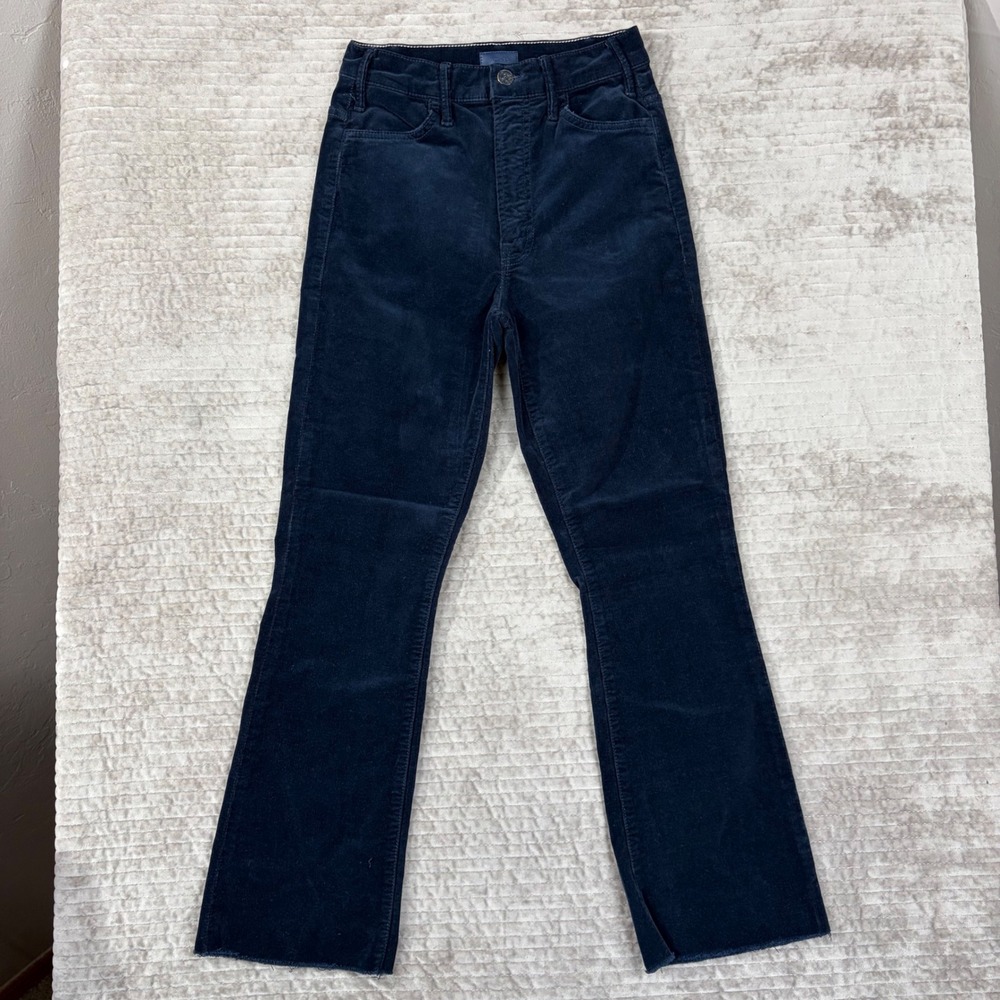 Mother‎ The Hustler Ankle Fray Corduroy Pants Hopscotch Navy Blue High Rise 26